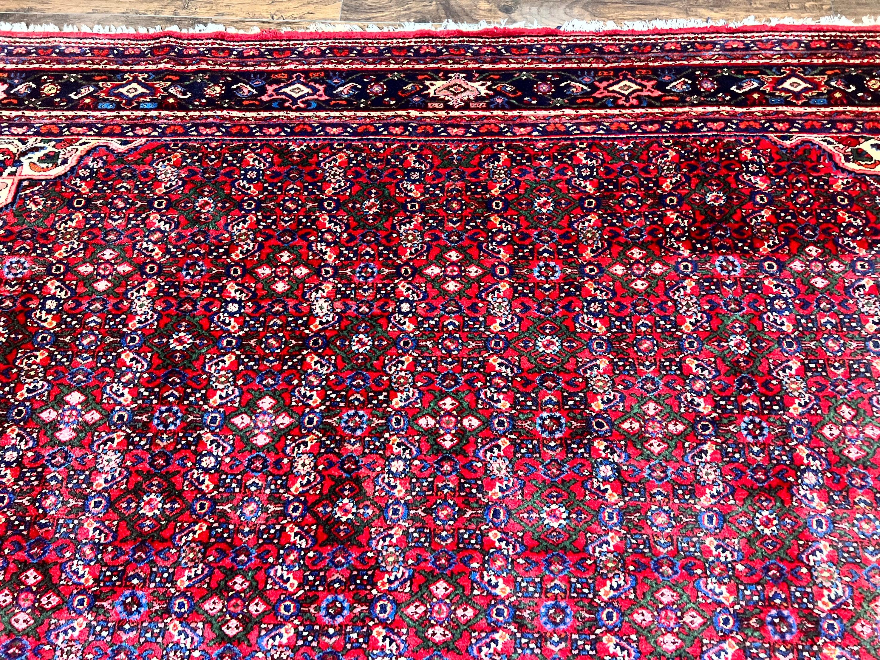 Large Persian Tribal Rug 11x17, Palace Sized Wool Handmade Vintage Carpet, Oversized Hand Knotted Rug, Red, Hamadan Dargazin Rug