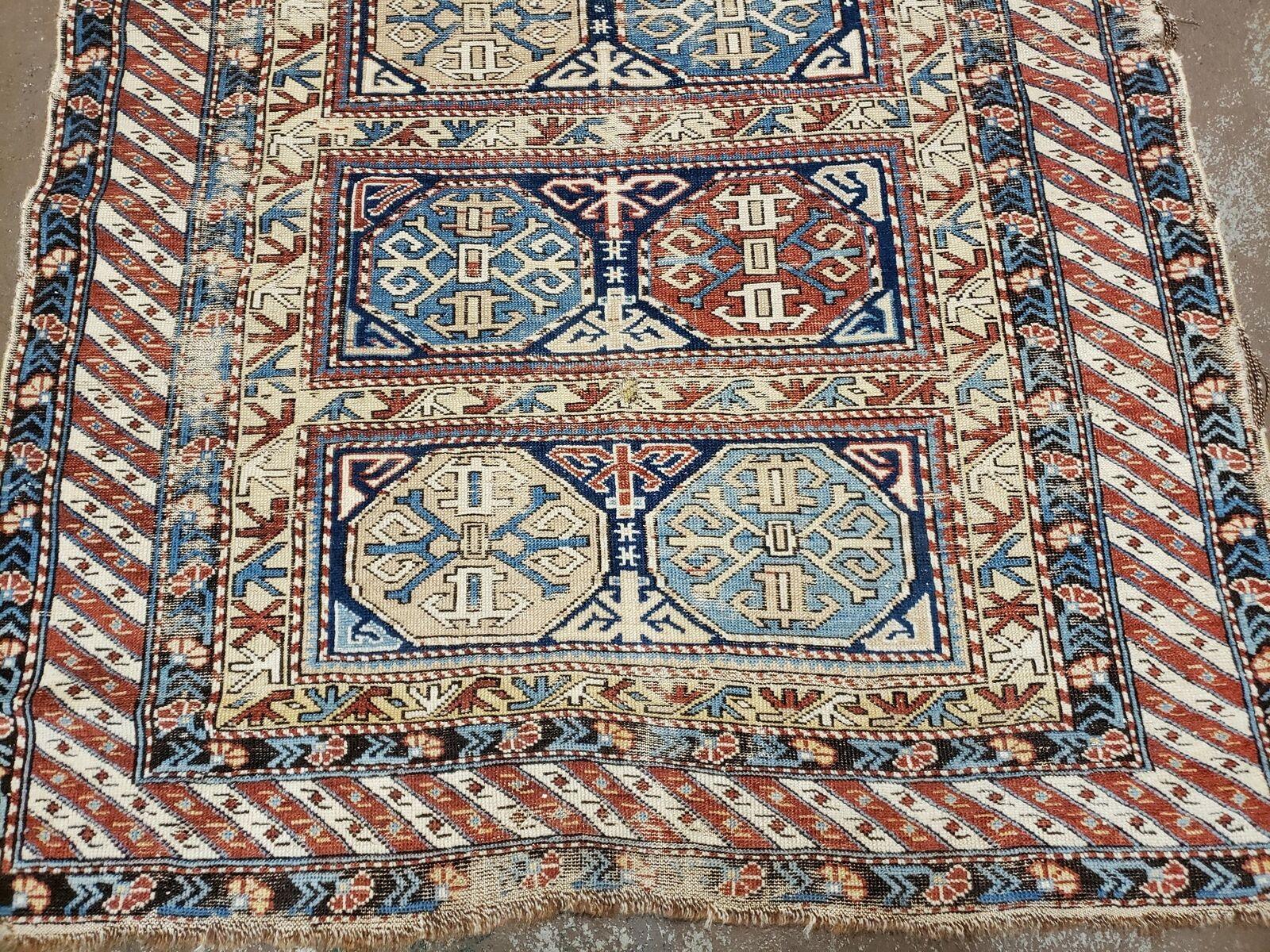 Antique Caucasian Rug 3x5, Shirvan Kazak Tribal Carpet