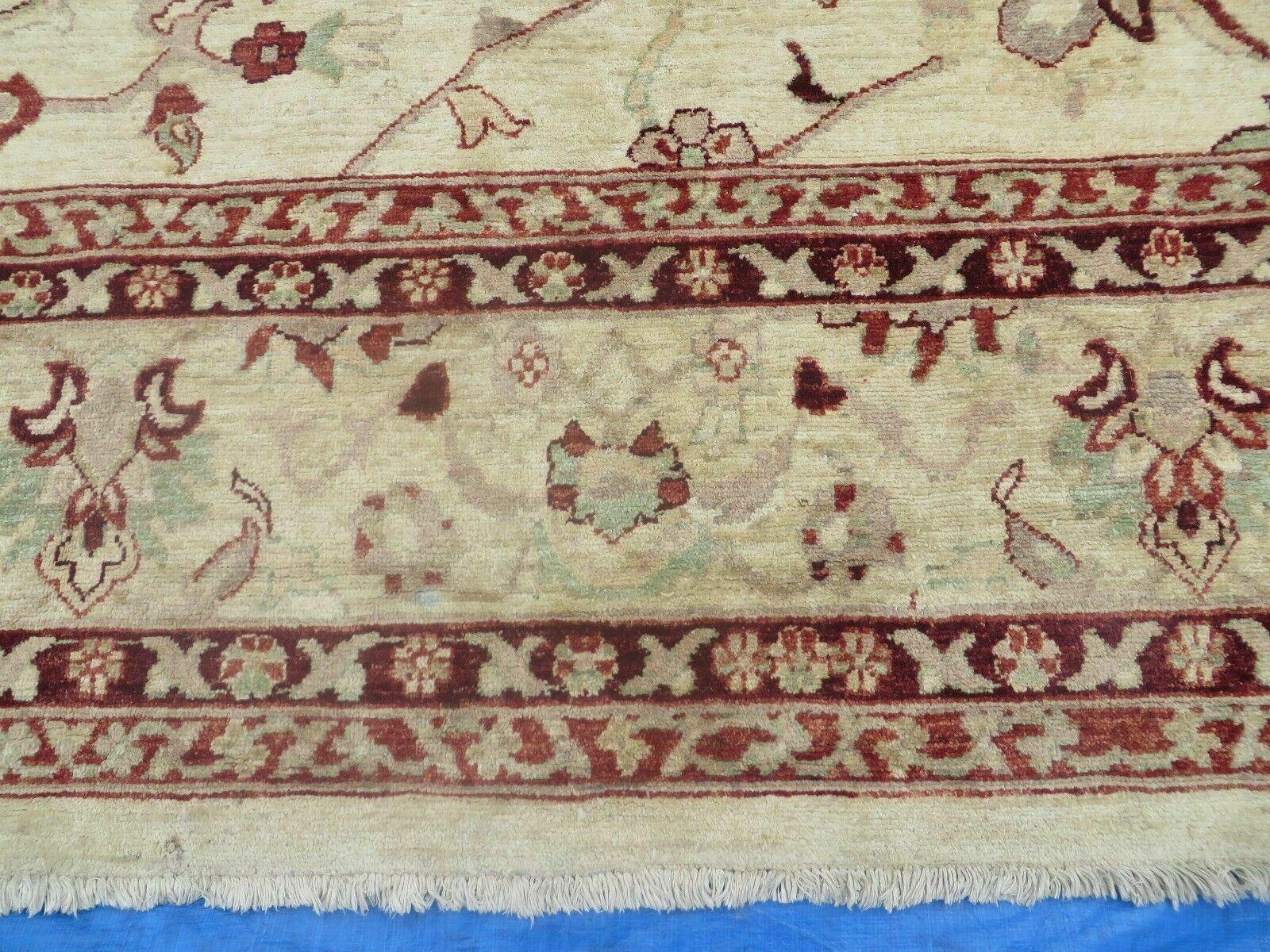 10' X 14' Vintage Hand Knotted Made Indian Agra Wool Rug Vegetable Dyes