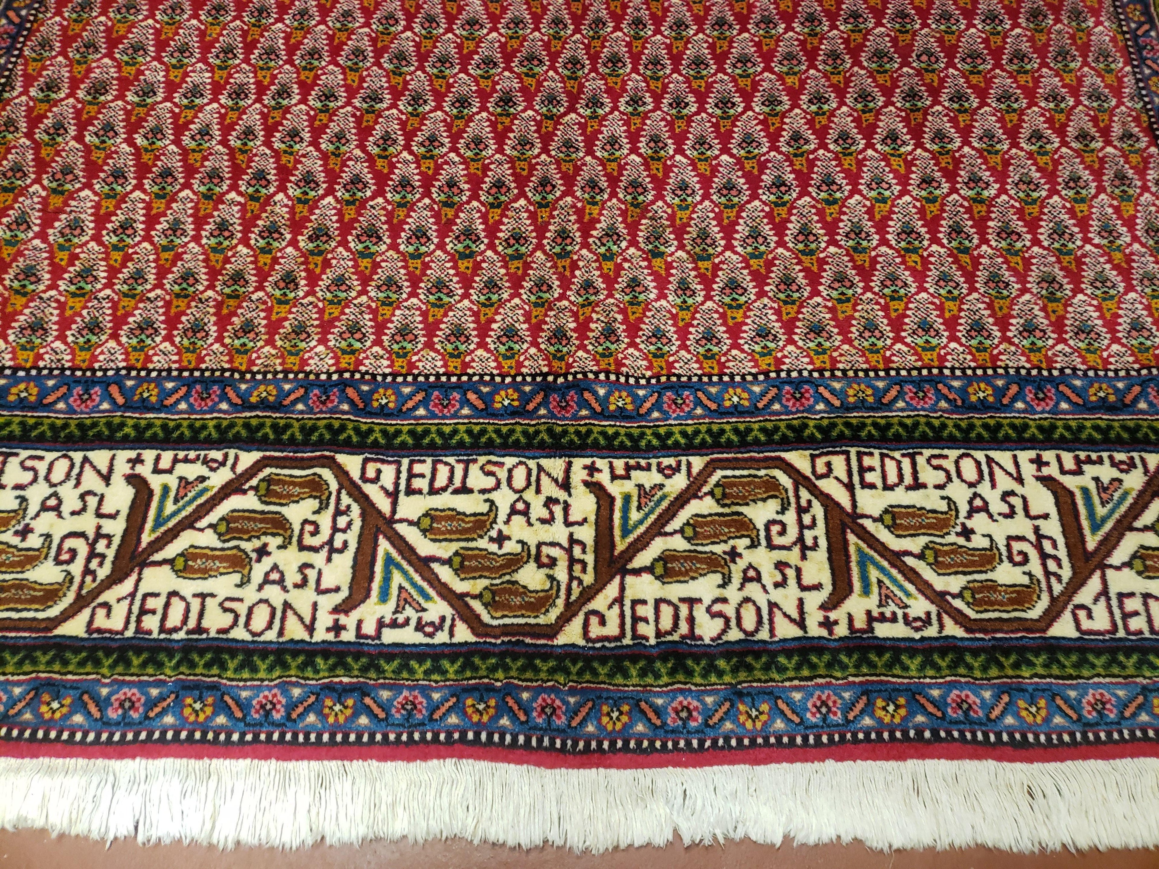 6x9 Finely Woven Turkish Tribal Rug, Boteh/Paisley Pattern, Red & Beige Area Rug, Vintage Wool Carpet, Entryway Rug, Hand-Knotted Foyer Rug