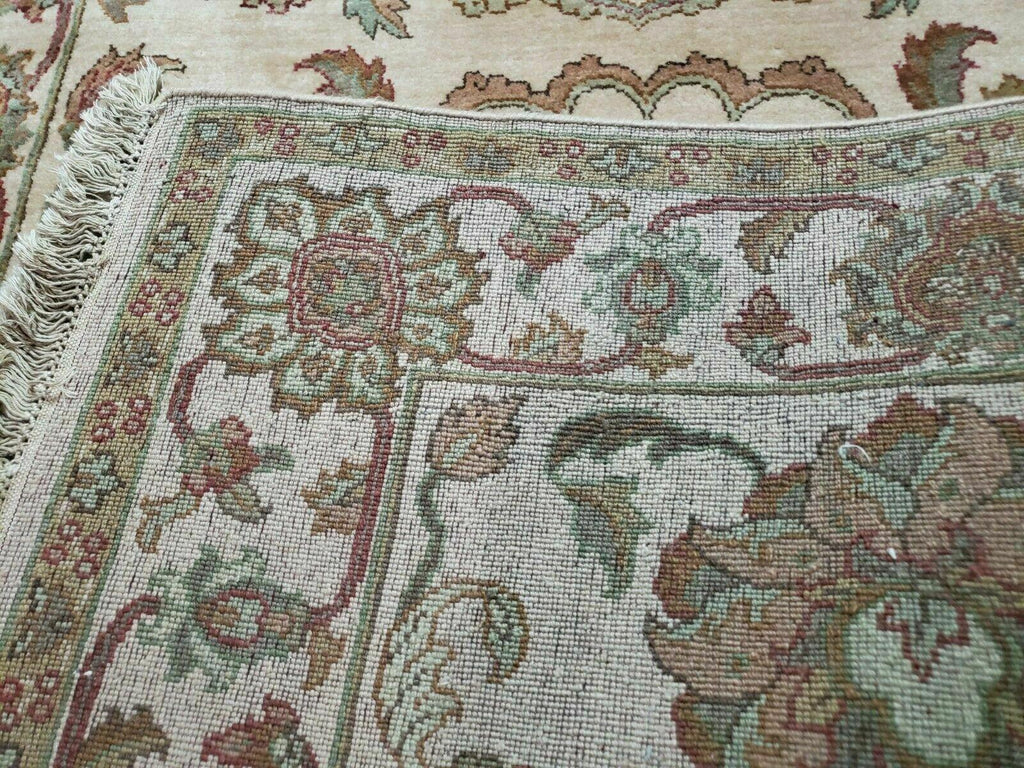 4x12 Vintage Oriental Runner Rug Hand Knotted Indian Agra Wool Tea Washed Beige