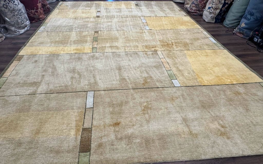 Tufenkian Tibetan Rug 12x16, Handmade Wool Modern Area Rug, Palace Size Carpet