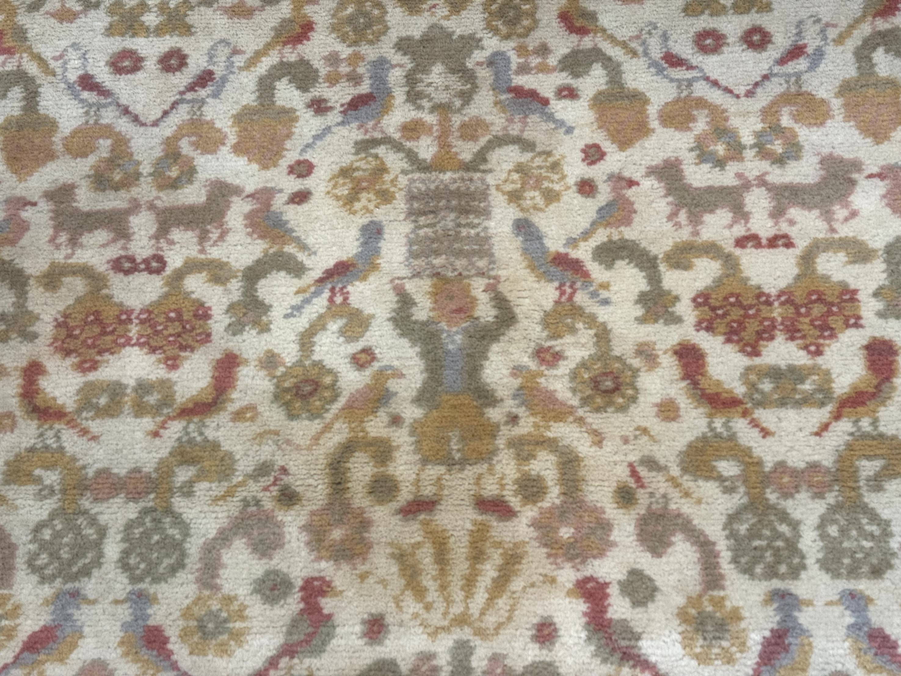 Large Spanish Portuguese Rug 9x15, Beige, Vintage, Allover Pattern, Wool