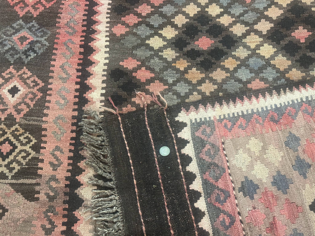 Persian Kurdish Kilim Rug 8x10, Large Flatweave Tribal Bohemian Rug, Vintage Zarand Kilim
