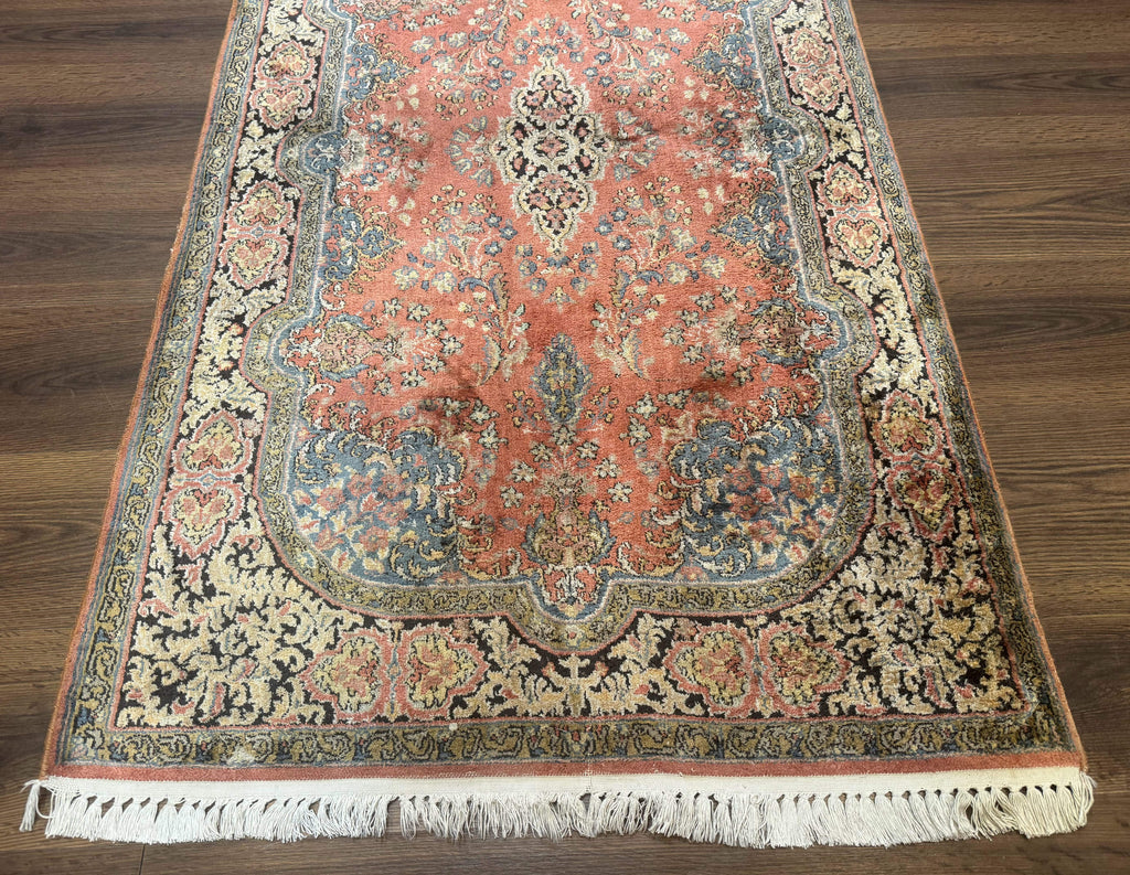Indian Kashmiri Silk Rug 3x5, Fine 260 KPSI, Hand Knotted
