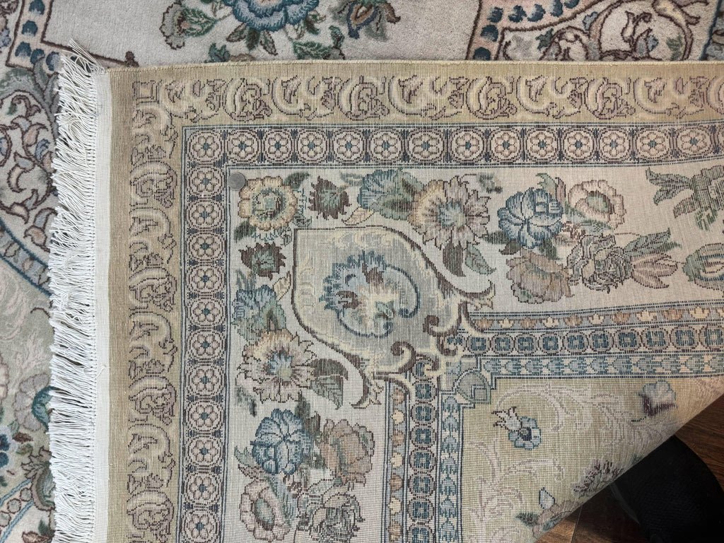 Pak Persian Rug 8 x 10.6, Elegant Oriental Carpet, Floral Medallion, Vintage Handmade Wool Rug, FIne 240 KPSI