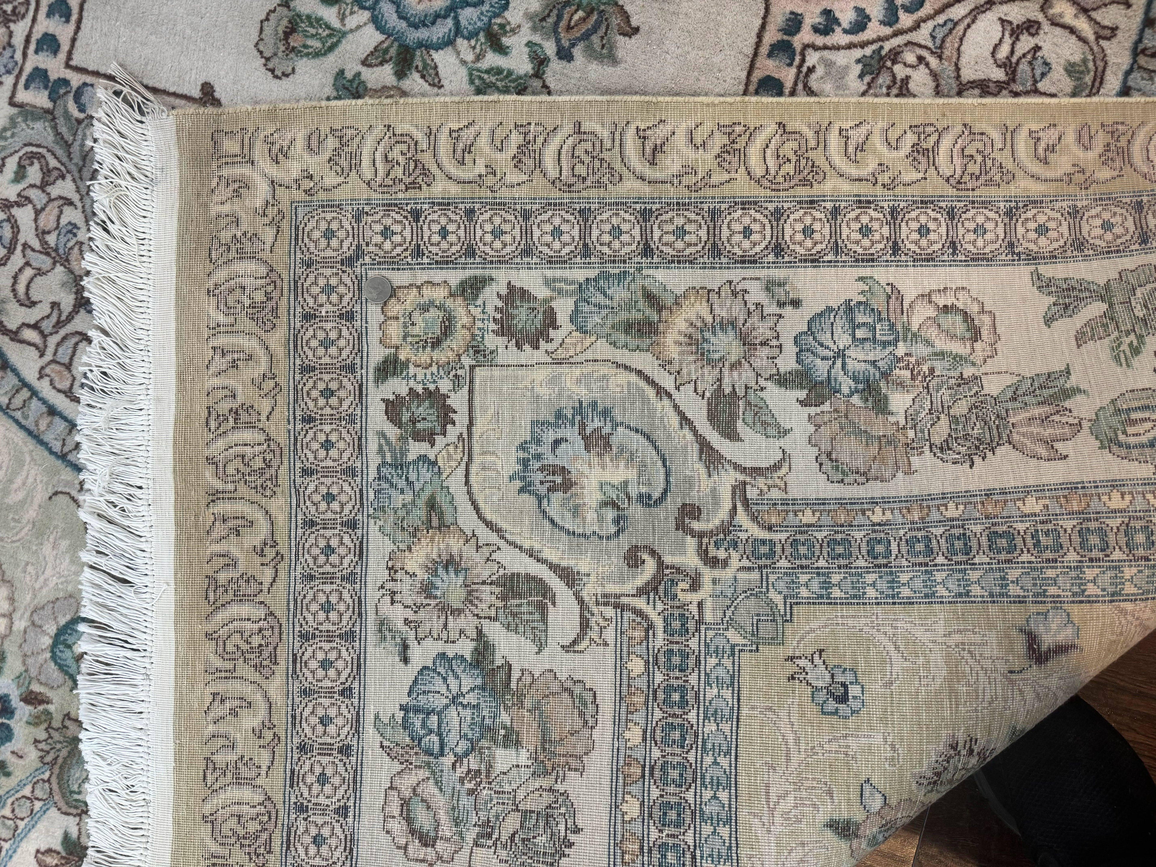 Pak Persian Rug 8 x 10.6, Elegant Oriental Carpet, Floral Medallion, Vintage Handmade Wool Rug, FIne 240 KPSI