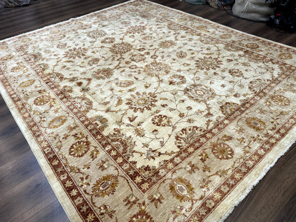 Pakistani Peshawar Rug 8x10, Pak Persian Traditional Oriental Carpet, Handmade, Wool, Allover Pattern
