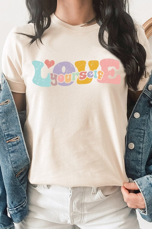 Love Yourself Pastel Heart Graphic Tee