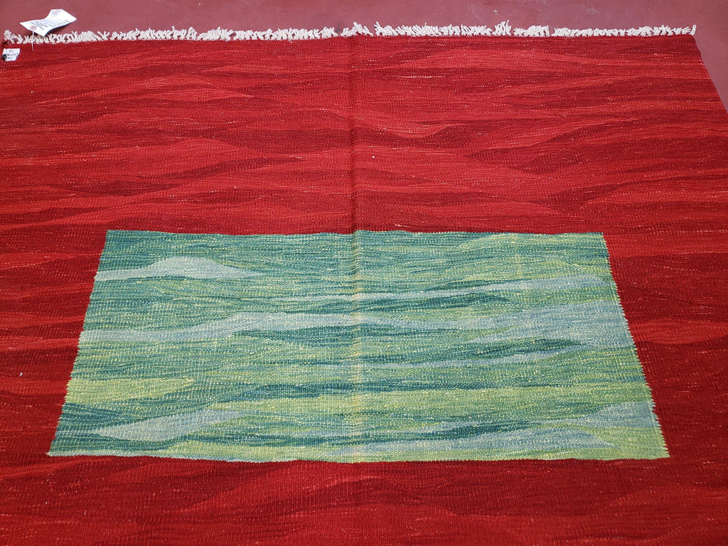 Red Turkish Kilim Rug, 5x7 - 6x8 Rugs, Red and Green Kilim Carpet, Kilim Area Rugs, Flatweave No Pile Rug, New Turkish Rug, Handmade Kilim