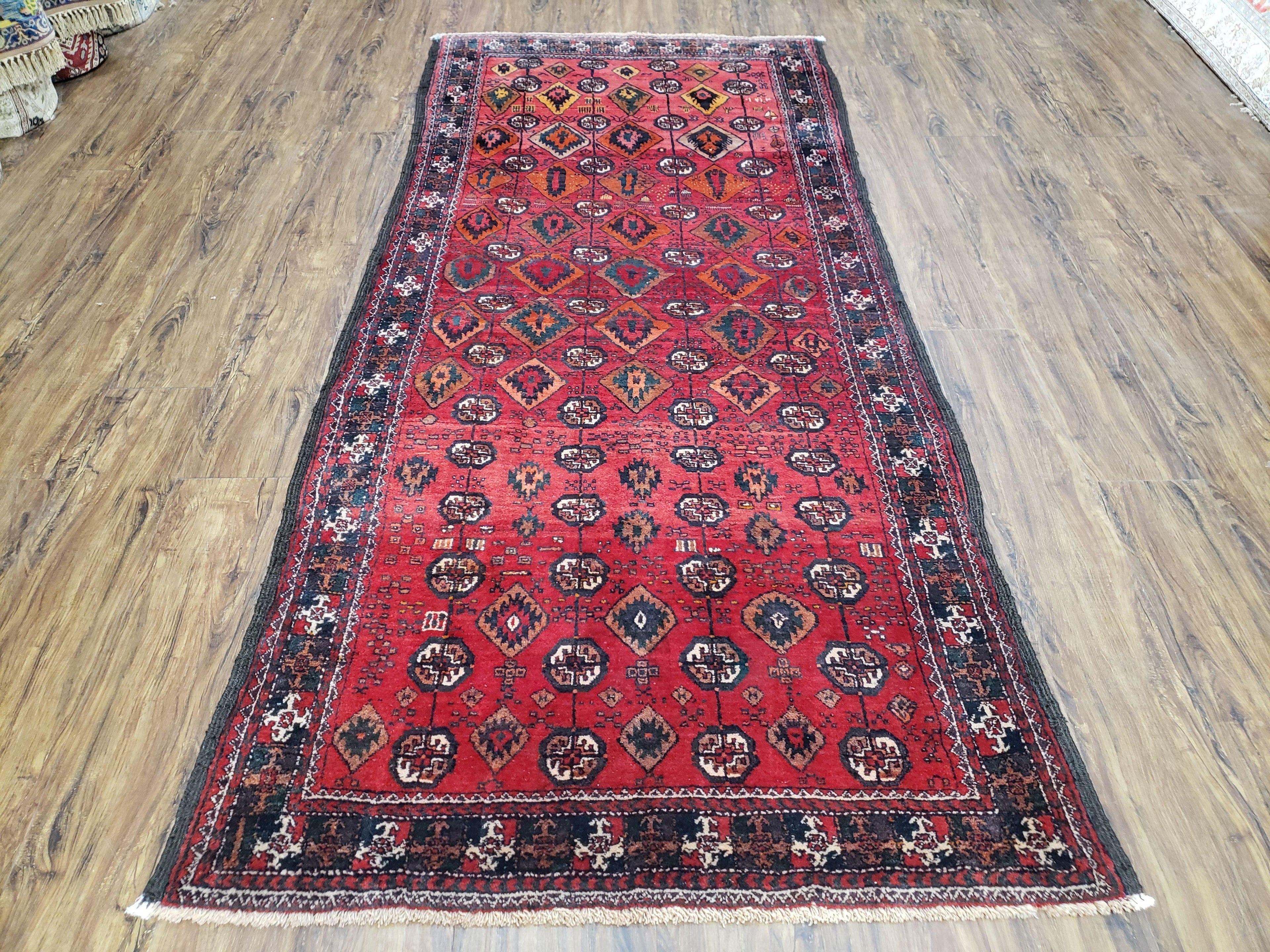 4 x 8 Handmade Baluch Afghan Turkoman Tribal Wool Rug Organic Dyes 8x4 Carpet