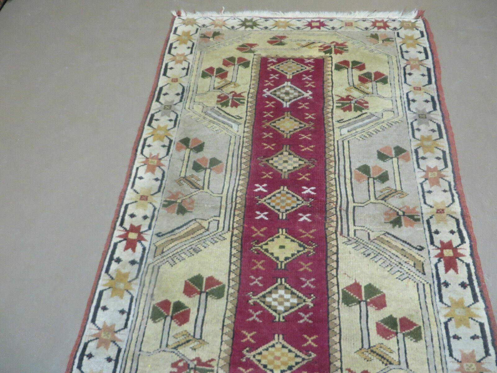 3' X 5' Vintage Handmade Turkish Turkey Oushak MILAS Wool Accent Rug Carpet Nice