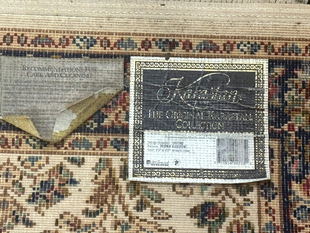 Karastan Rug 2x4, Ivory Sarouk #760, Vintage Wool Small Karastan Carpet, Original 700 Series, Discontinued