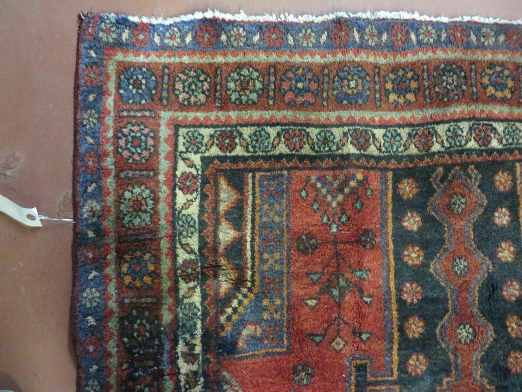 4' X 9' Antique Handmade Turkish Tribal Oriental Geometric Wool Rug # 605