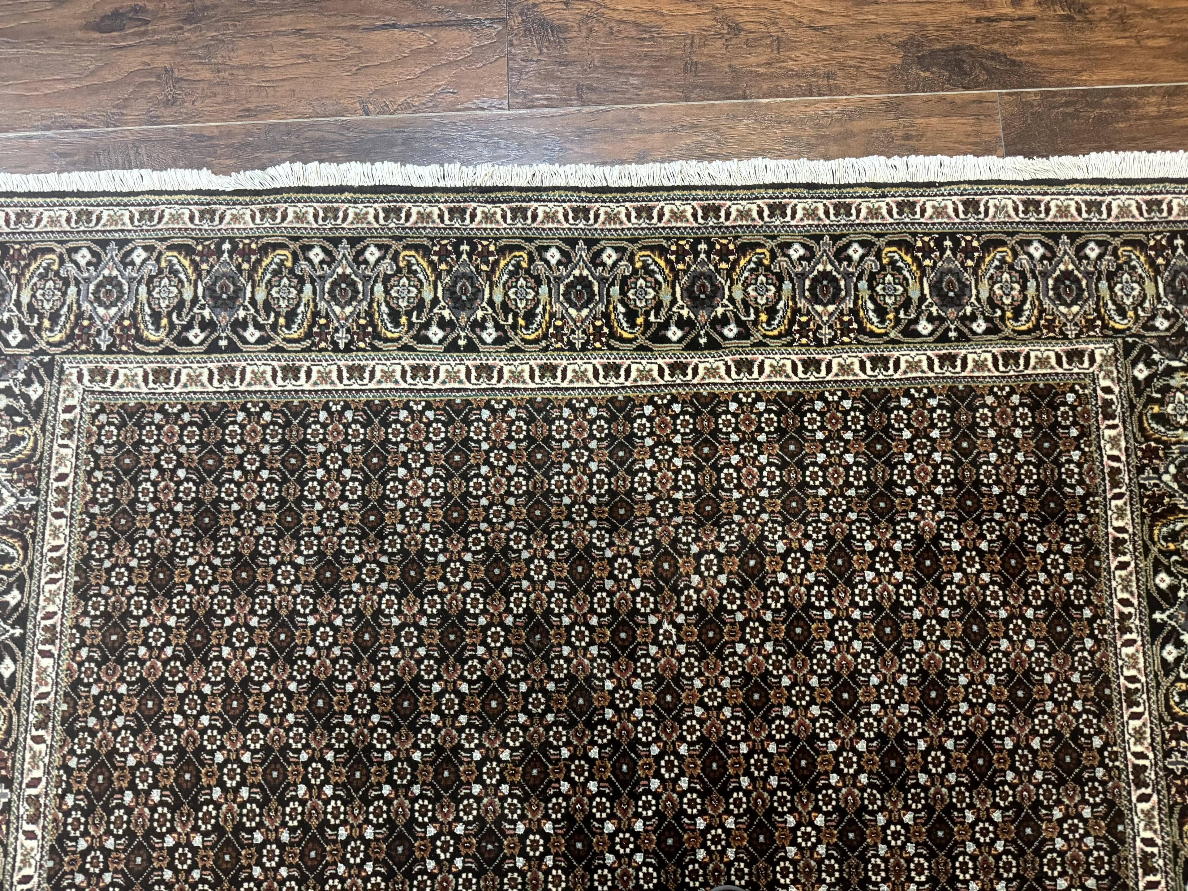Persian Tabriz Rug 5x7, Black, Allover Pattern