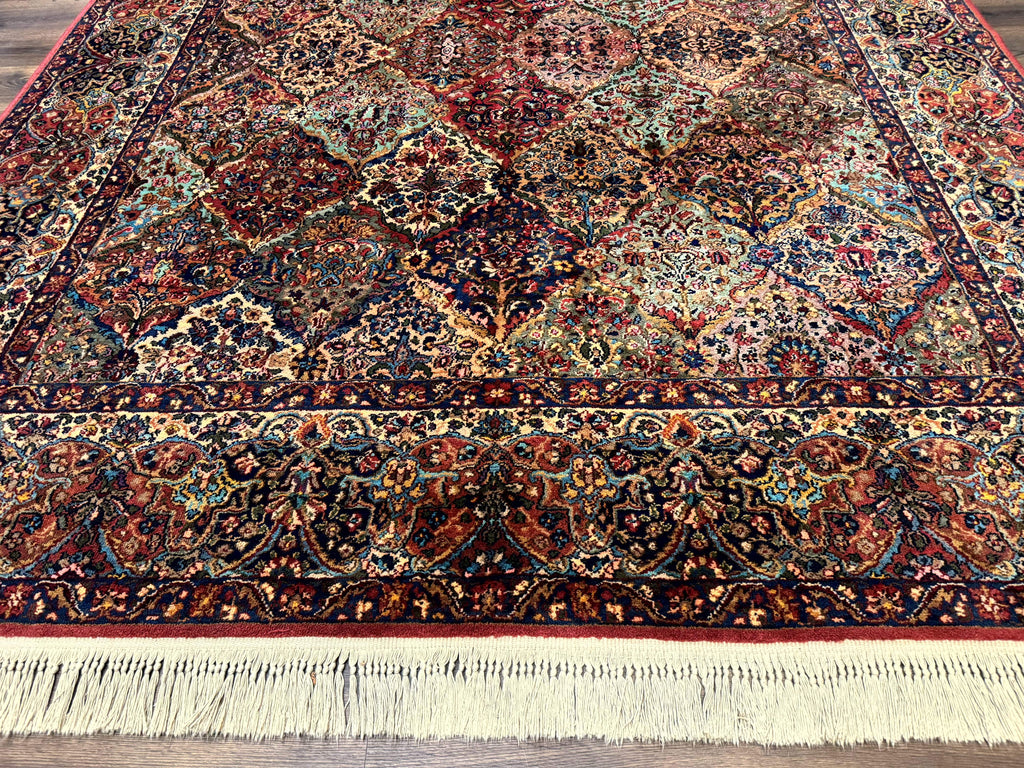 Karastan Rug 8.8 x 10.6, Multicolor Panel Kirman Rug #717, Original 700 Series, Wool
