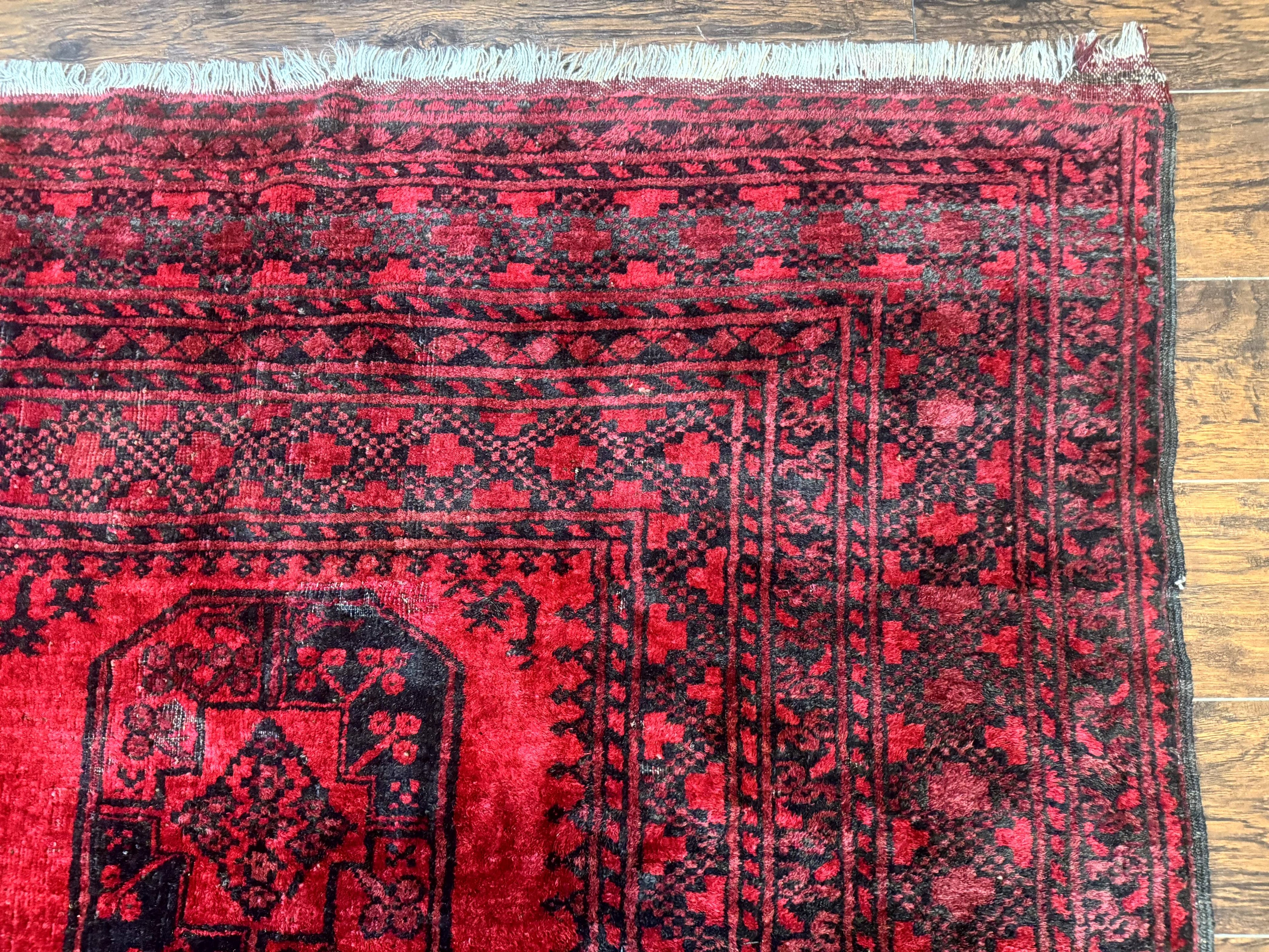 Afghan Turkoman Rug 9x10, Red Beshir Carpet, Tribal, Wool, Antique