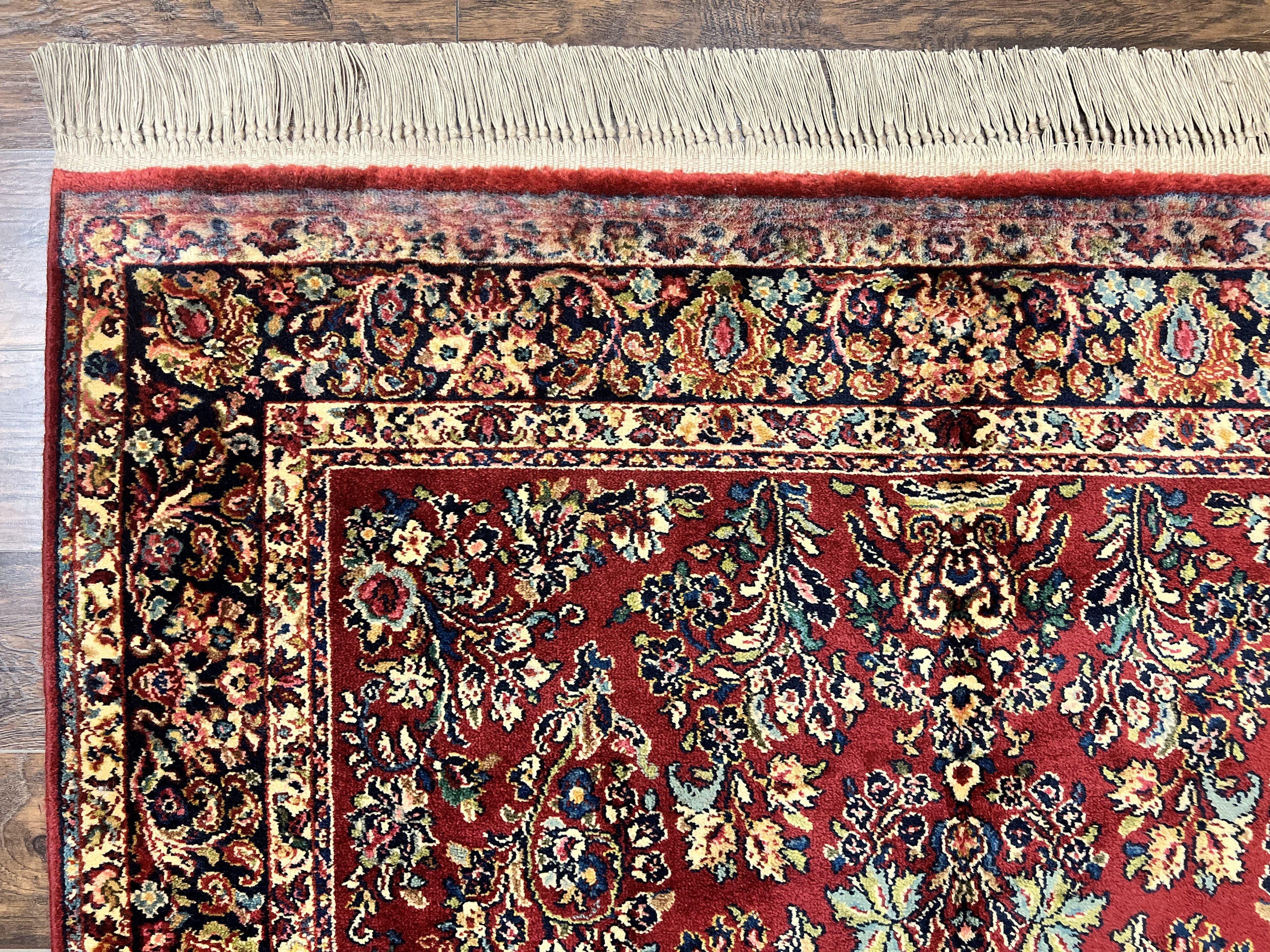 Karastan Rug 5.9 x 9 Red Sarouk #785, Wool Original 700 Series, Vintage