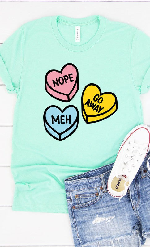 Sarcastic Candy Hearts Graphic Tee T-Shirt PLUS