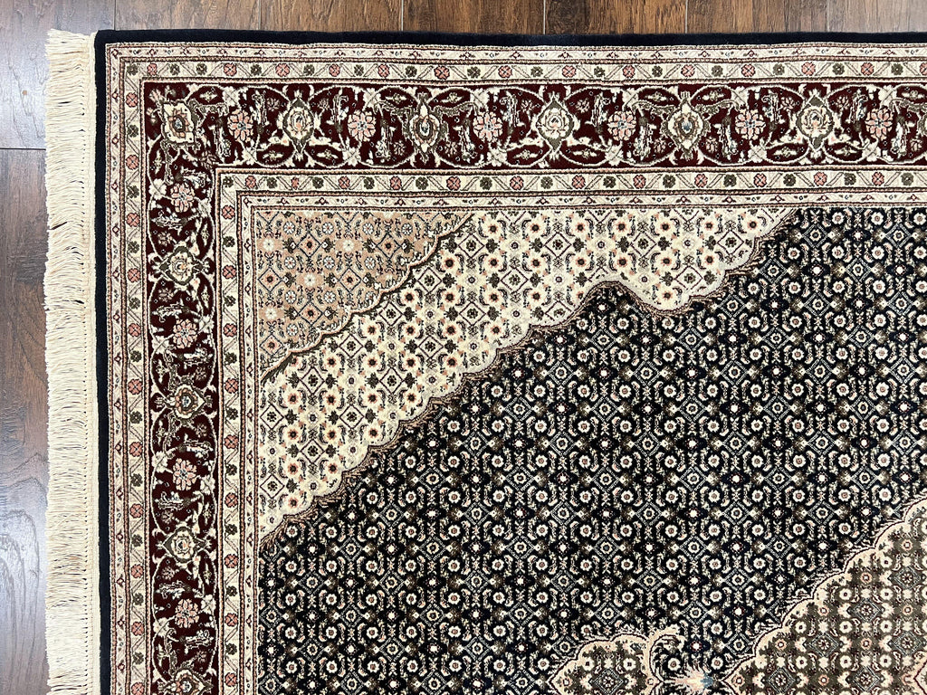 Sino Persian Rug 6x9, Herati Pattern, Vintage Handmade Hand Knotted Wool Oriental Carpet, Fine 6 x 9 Rug, Traditional Rug, Dark Blue Rug