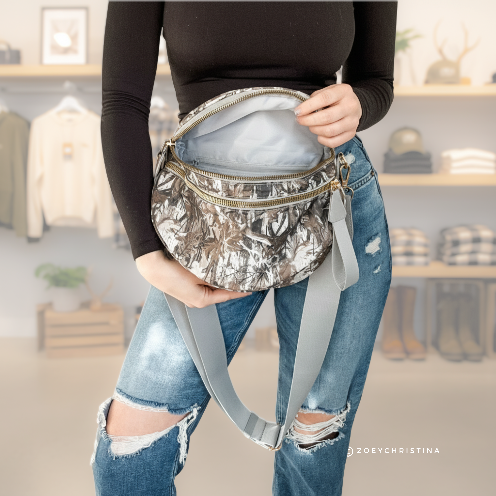 Chic & Spacious Checkered or Camo Crossbody Bag