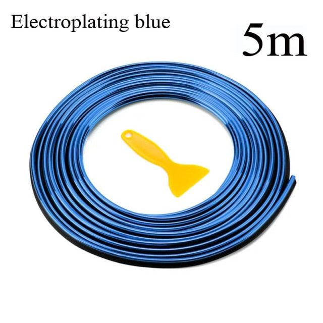 Car Styling 5M/pcs Universal Flexible Interior Decoration Moulding Trim Strips Car Interior Moulding Trim Electroplating Color Film Car Interior Exterior Decoration Moulding Trim Strip Car Central Control and Door Decoration Strip