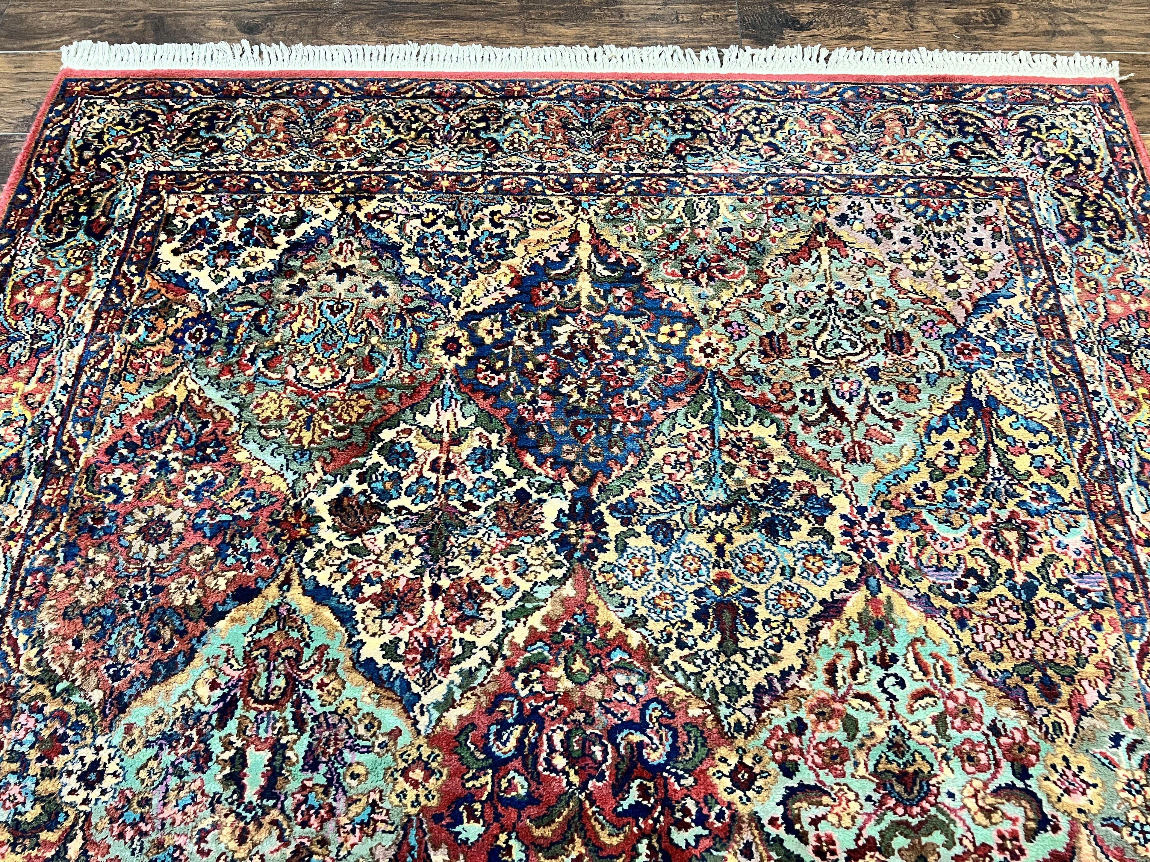Karastan Multicolor Panel Kirman Rug #717, Wool Karastan Rug 5' 9" x 9', Vintage Multipanel Kirman, Original Karastan Collection 700 Series