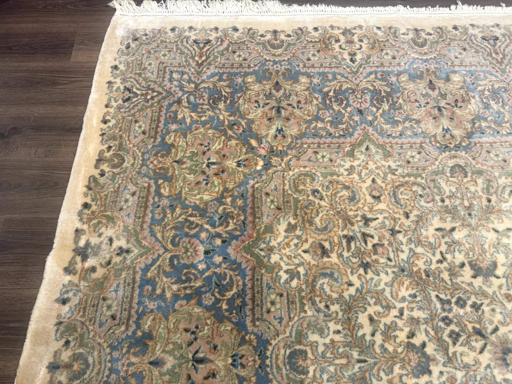 Palace Size Persian Kerman Rug 12x18, Floral Semi Open Field, Signed, Fine 240 KPSI