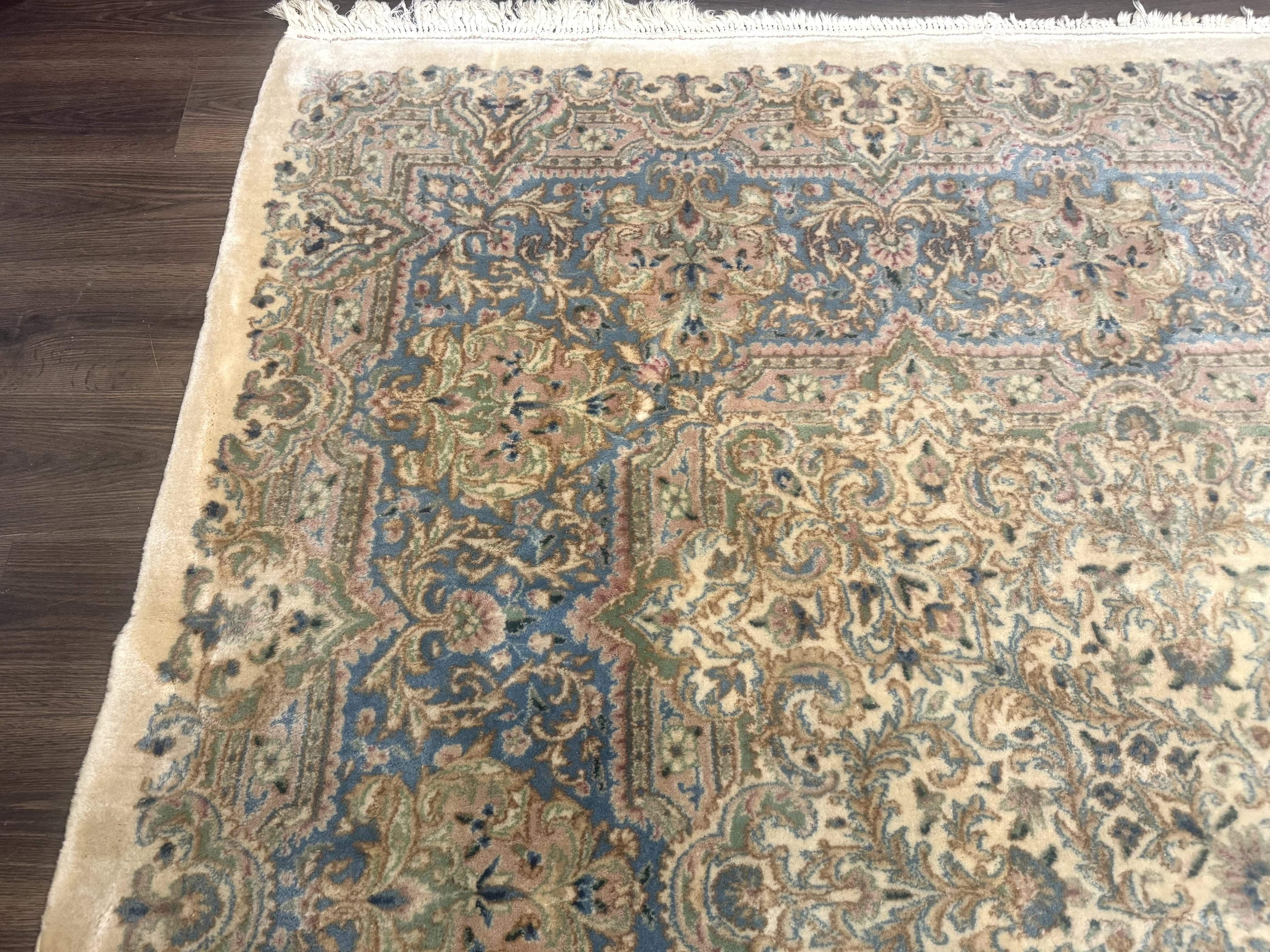 Palace Size Persian Kerman Rug 12x18, Floral Semi Open Field, Signed, Fine 240 KPSI