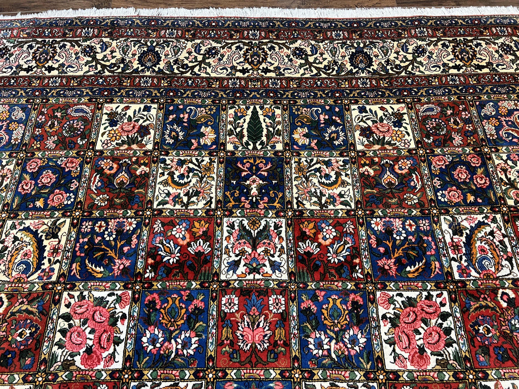 Persian Bakhtiari Rug 10x14, Multicolor Khesti Panel Design