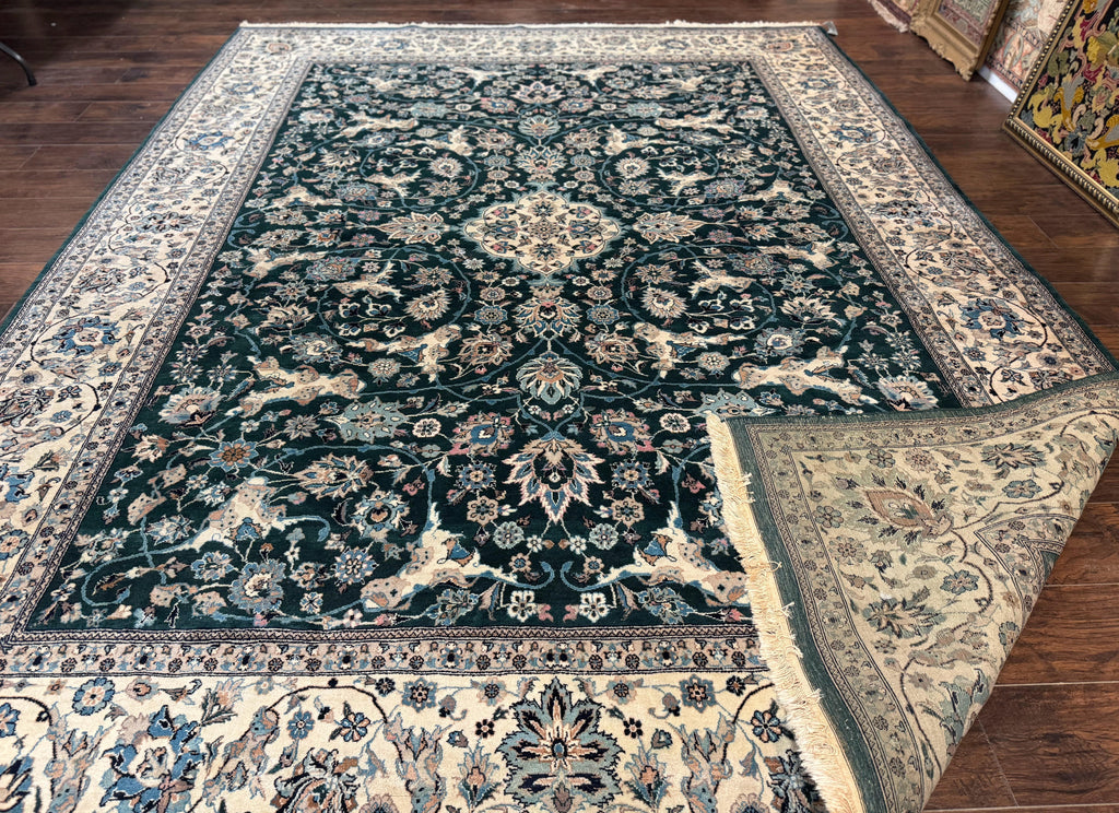 Pak Persian Rug 9x12, Dark Green, Floral Allover