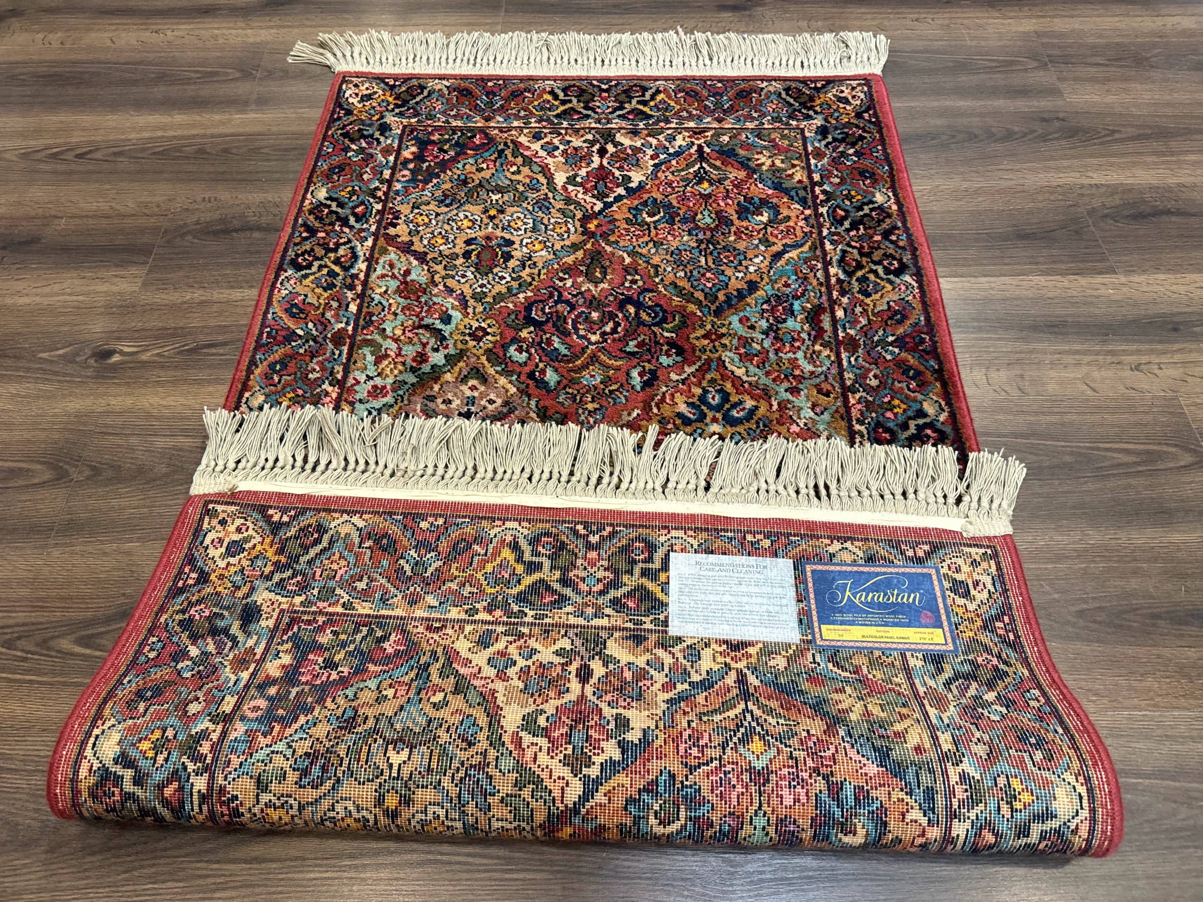 Karastan Rug 3x5 Multicolor Panel Kirman #717, Original 700 Series, Wool Pile, Discontinued