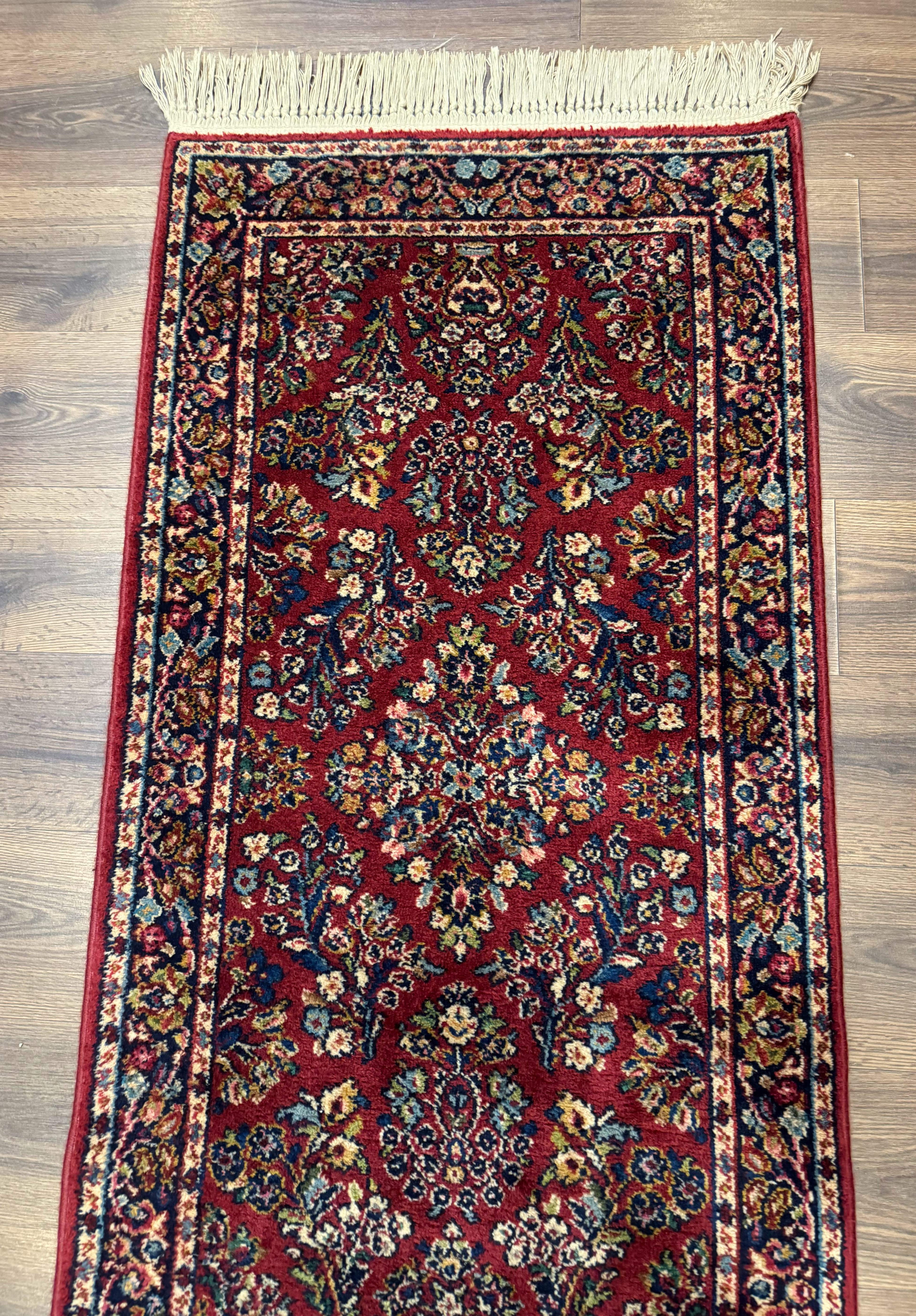 Karastan Runner Rug 2.6 x 8.6, Red Sarouk #785, Original 700 Series, Wool, Rare