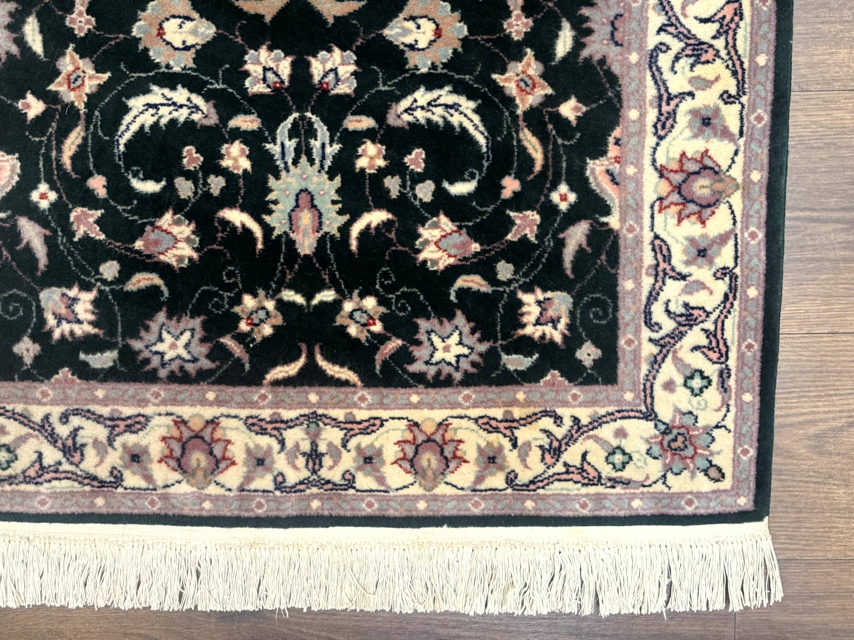 Pak Persian Runner Rug 2.6 x 10, Dark Green and Beige, Floral Allover