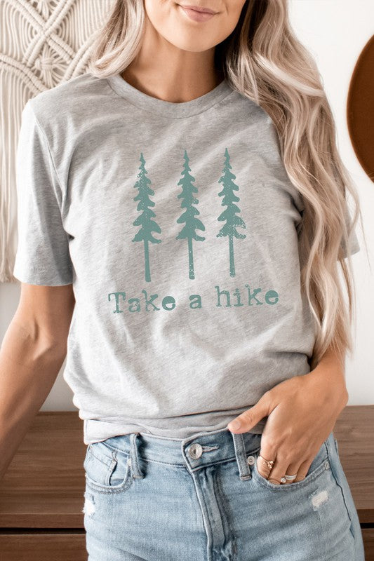 Pine Trees Take A Hike Summer Trip Graphic Tee T-Shirt