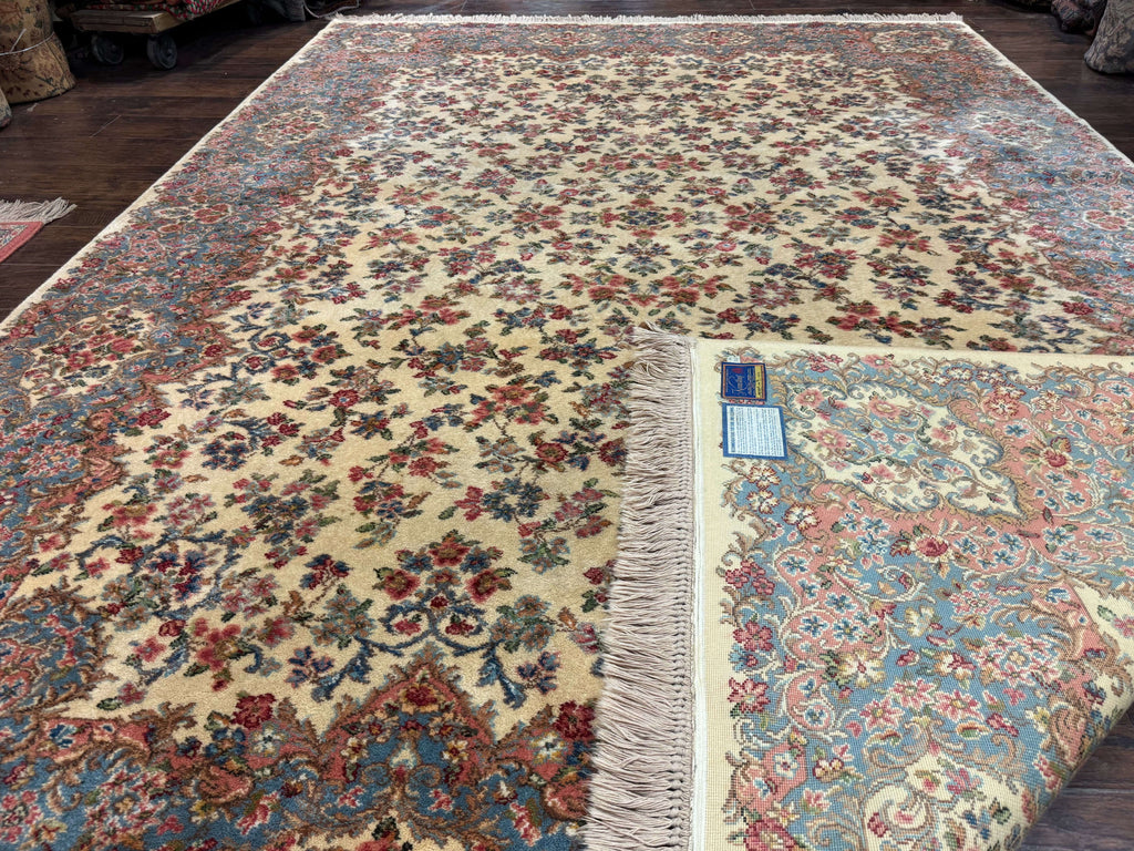 8.8 x 12 Karastan Rug #788 Ivory Kirman, Wool Vintage Original 700 Series