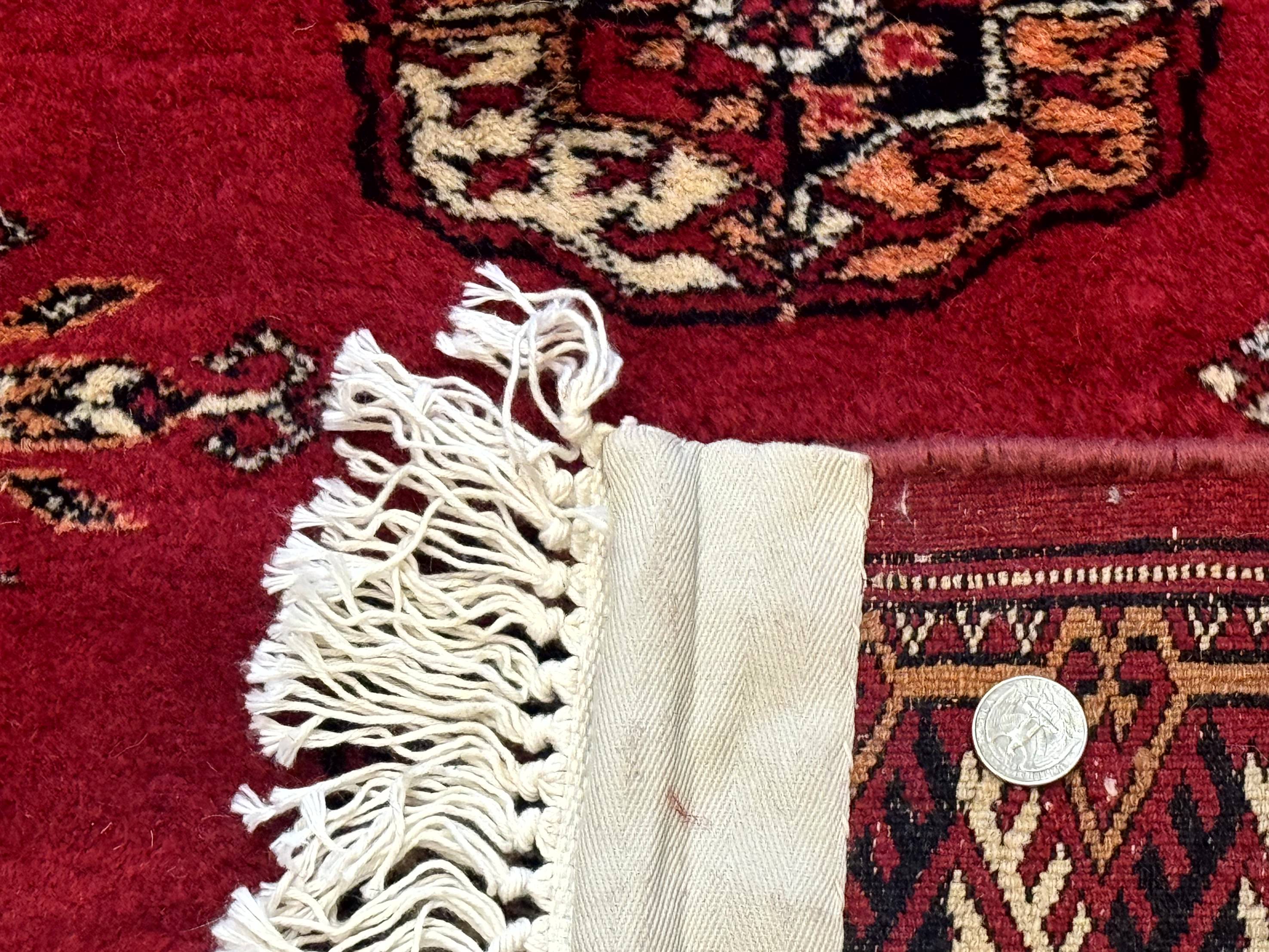 Red Turkoman Bokhara Rug 8x11, Pakistani Turkmen Carpet, Vintage Traditional Area Rug