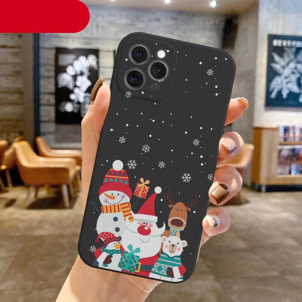 Christmas Pattern Design Red Silicone Phone Cover Anti-Scratch Soft Slim Bumper Shockproof Protective Case Shockproof Phone Case For iPhone 13 14 Pro Max Merry Christmas Candy Silicone Bumper Cover