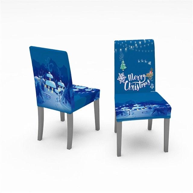 Christmas Removable Washable Dining Room Chair Protector Slipcovers for Christmas Home Decor Holiday Seat Cover Christmas Chair Covers Santa Printed Elastic Stretch Dining Chairs Chair Slipcover Kitchen Seat Cover Home Decor