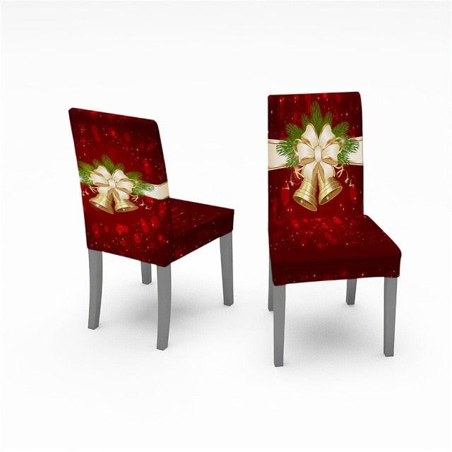 Christmas Removable Washable Dining Room Chair Protector Slipcovers for Christmas Home Decor Holiday Seat Cover Christmas Chair Covers Santa Printed Elastic Stretch Dining Chairs Chair Slipcover Kitchen Seat Cover Home Decor