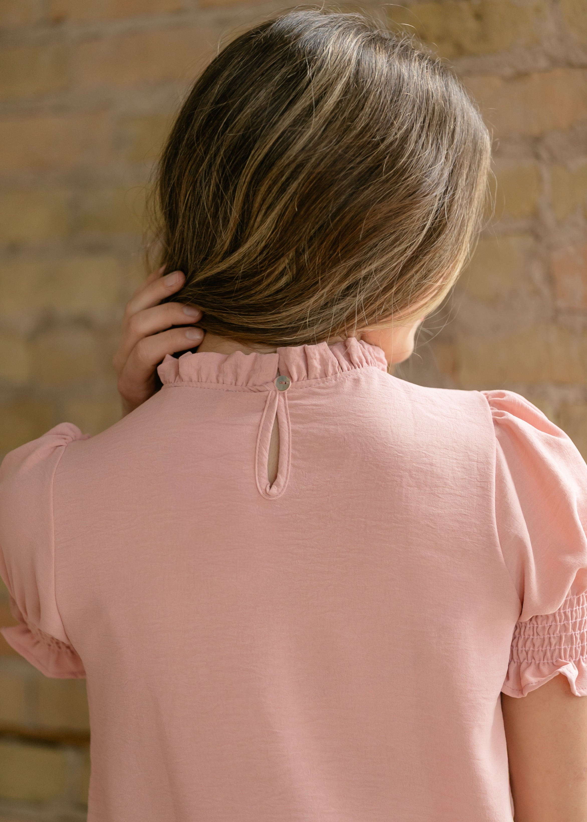 Clara Ruffle Mockneck Short Sleeve Top - FINAL SALE