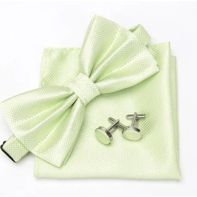 Classic Men Bowtie  Cufflinks Set Casual Men's Fashionable Style Solid Color Bowties Elegant Accessories