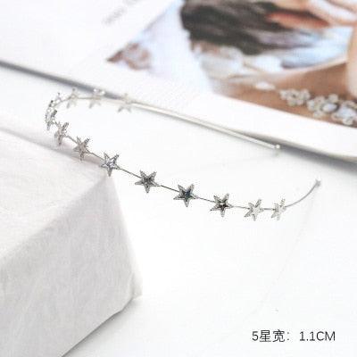 Colorful Rhinestone Flower Leaf Hair Hoop Headband Hairband for Women Girls Bezel Hair Band Hair Accessories Flower and Leaves Crown Hair Band for Bride and Bridesmaids