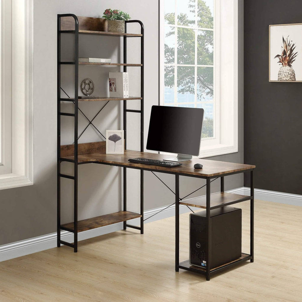 Computer Desk with 4 Tier Storage Shelves Large L-Shaped