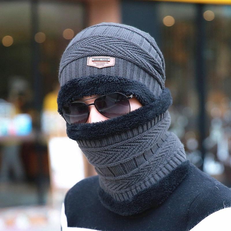 Coral Fleece Scarf Winter Hat Soft Men Beanie Warm Hat Knit Letter Double Layer Cap Gorgas Bonnet Knitted Hat Set Outdoor Sport Warm Beanies Hat For Men Knitted Hats Bandana Hiking Camping Kid Neck Warmer Cap