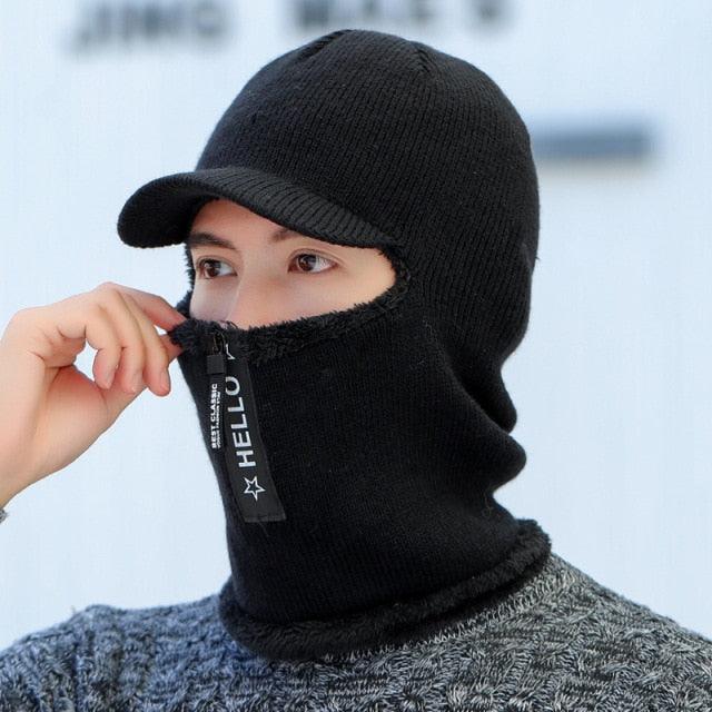 Coral Fleece Winter Women Knitted Hats Add Fur Warm Winter Hats For Women With Zipper Keep Face Warmer Balaclava Pompoms Cap Balaclava Gorgas Bonnet Knitted Hat Windproof Ski Mask Cold Weather Face Mask Motorcycle Balaclava Hood Warmer Winter Sports Cap