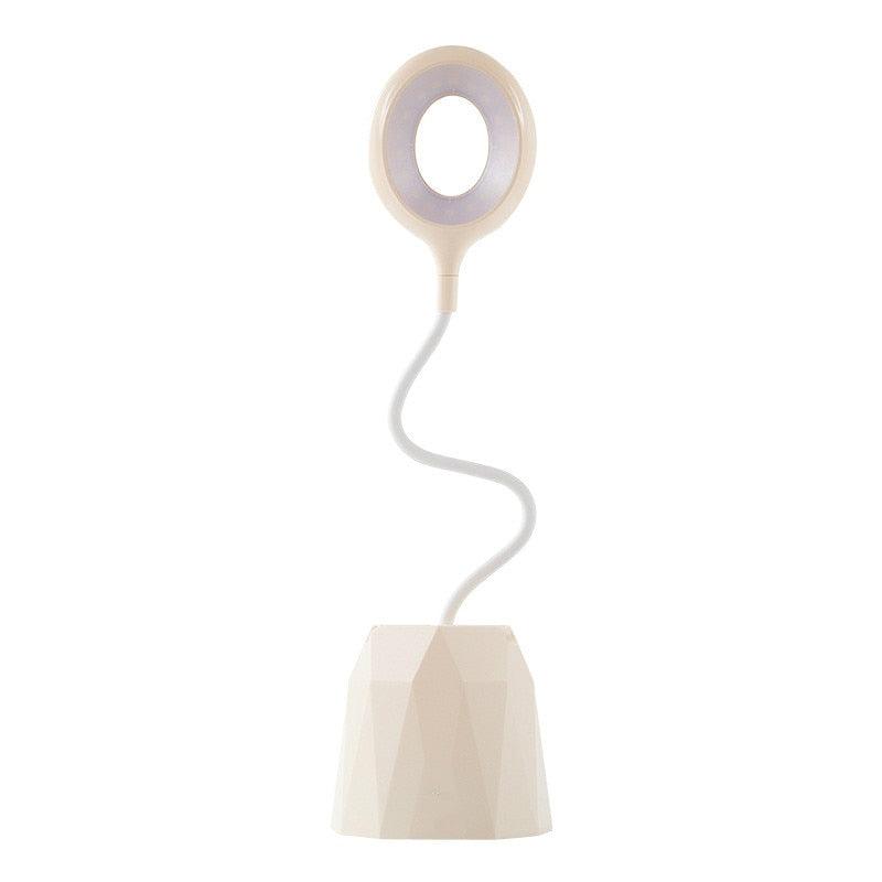 Creative USB Table Light Morden College Dorm Bedroom Study Led Desk Lamp Pen Container Macaroon Eye Protection Ring Table Lamp Decorative Table Lamp Cute Study Lamps for Bedroom Décor