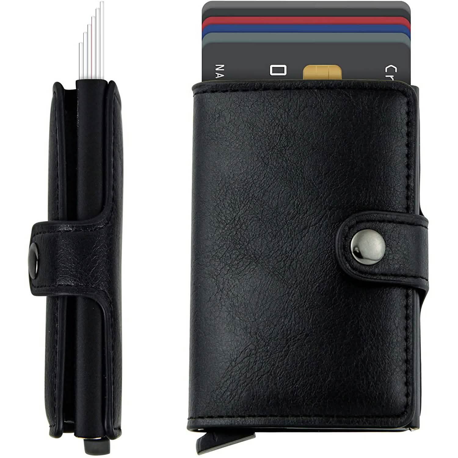 Credit Card Holder RFID Blocking Genuine Leather Vintage Aluminum Business Wallet