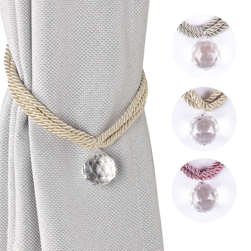 Crystal Bead Curtain Tieback Bling Diamond Bandage Rope Accessories Curtains Holder Buckle Tie Home Decorative Tieback Flower Curtain Clips Buckle with Stretchy Wire Rope For Home Office Decoration