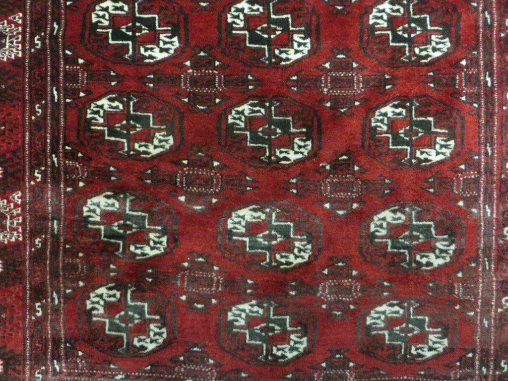 4' 5" X 5' 7" Semi Antique Handmade Afghan Yamud Turkoman Bokhara Wool Rug